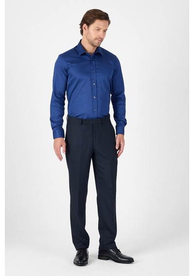 İmza Lacivert Sert Yaka Düz Classic %100 Pamuk Slim Fit Gömlek 1004250324 Lacivert