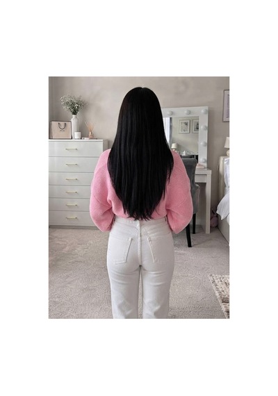 Flex Fashıon Kadın Sokak Modası Akrilik Crop Triko Hırka Pembe - 928384069 Pembe - 928384069 Pembe