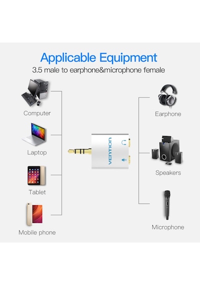 Vention 3.5Mm Aux Kulaklık Mikrafon Çoklayıcı 4 Boğum