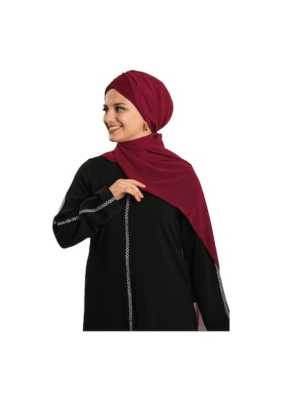 Hürrem Bone Bordo Pratik Hazır Geçmeli Bone Şal Şifon Drapeli 2507 16 bordo