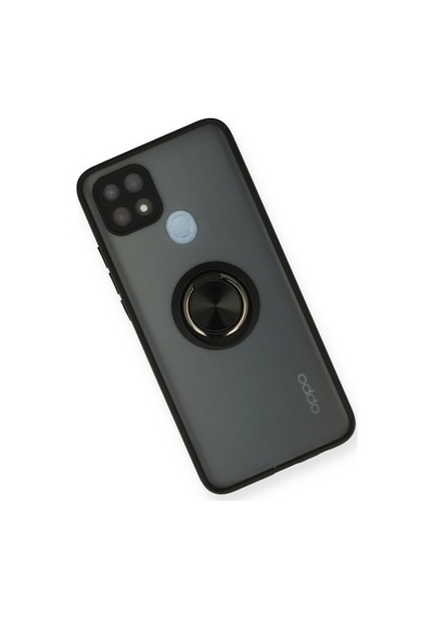 Oppo A15 Uyumlu Kılıf Montreal Yüzüklü Silikon Kapak - Siyah