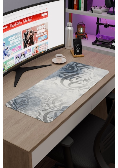 Kaligrafi Kaymaz Dikişli Kauçuk Oyuncu Mousepad V5 - 70x30 Xl Gaming Mouse Pad Fare Altlığı