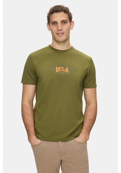Ucla Angelo Haki Bisiklet Yaka Baskılı Yumuşak Dokulu Modal Kumaş Standard Fit Erkek Tshirt
