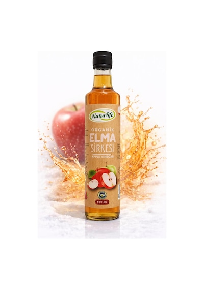%100 Organik Elma Sirkesi 500 Ml - Doğal Fermente, Filtresiz, Sirke Anası İçeren Cam Şişe