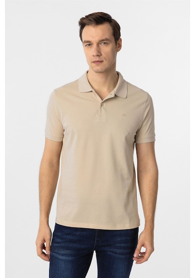 Süvari Bej Slim Fit Düz Polo Yaka Tişört