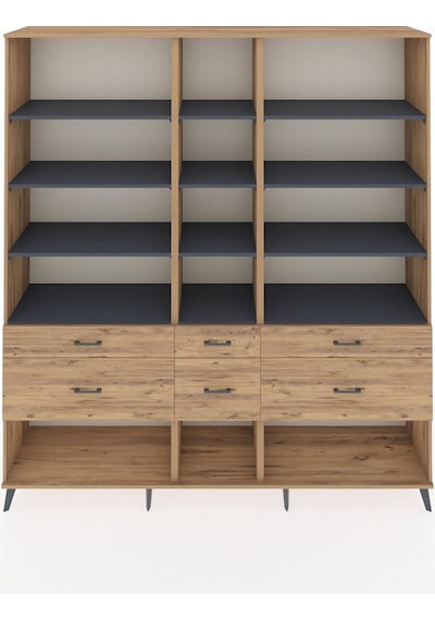 Hyperion Dolap 12 Raflı 6 Çekmeceli 220x44x243 Çam-antrasit/çam Antrasıt/atlas Çam Hyperion Dolap 12 Raflı 6 Çekmeceli 220x44x243 Çam-antrasit/çam Antrasıt/atlas Çam