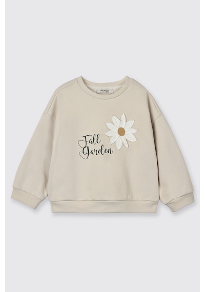 Panço Kız Bebek Çiçek Motifli Bej Sweatshirt Krem