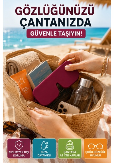 Vişne Katlanabilir Silikon Gözlük Kılıfı Suya Dayanıklı Esnek Koruyucu Güneş Ve Numaralı Gözlük Kılıfı
