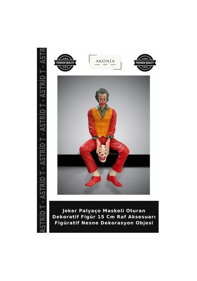 Joker Palyaço Maskeli Oturan Dekoratif Figür 15 Cm Raf Aksesuarı Figüratif Nesne Dekorasyon Objesi
