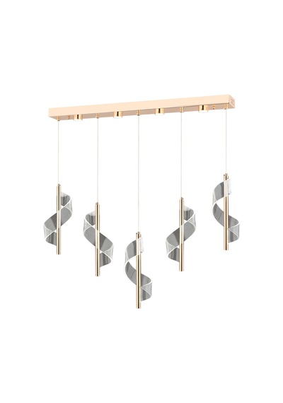 Jadon 5'li Sıralı 3 Renkli 40 Watt Gold Kristal Ledli Modern Oturma Odası Salon Sarkıt Avize Diğer