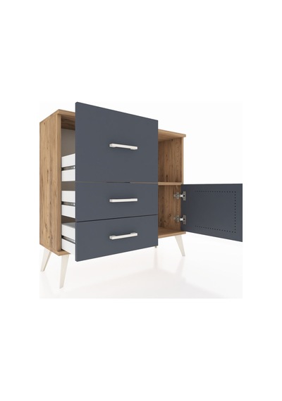 Arges Şifonyer Tek Raflı 3 Çekmeceli Tek Kapaklı 88x30x80 Çam-antrasit Antrasit Arges Şifonyer Tek Raflı 3 Çekmeceli Tek Kapaklı 88x30x80 Çam-antrasit Antrasit