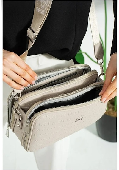 Just Polo Kadın 3d Baskılı Ayarlanabilir Askılı Şık Omuz Çantası Ebat: 16 X 26 Cm Taş 06425228