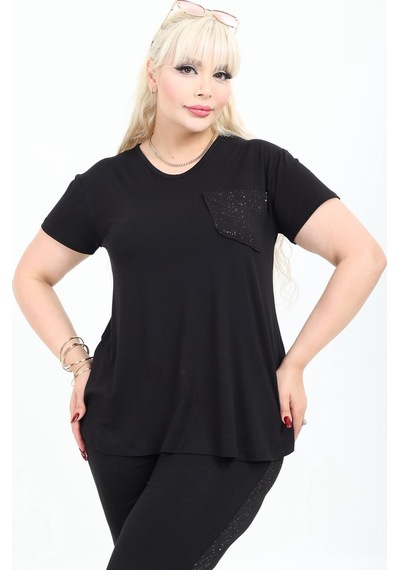 Kısmet Sepeti Kadın Siyah Taş Detaylı Kapri Ve Tshirt Şık Viskon Penye Alt Üst Takım Siyah Simli Paça Kısmet Sepeti Kadın Siyah Taş Detaylı Kapri Ve Tshirt Şık Viskon Penye Alt Üst Takım Siyah Simli Paça