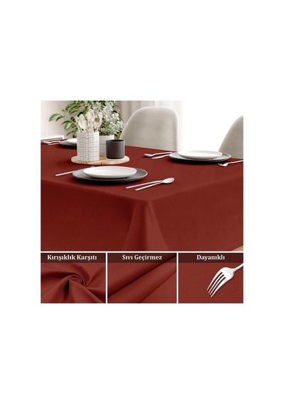 Canvas Bordo Sıvı Geçirmez Leke Tutmaz Masa Örtüsü Bordo 80 X 80