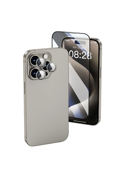 Apple Uyumlu   iPhone 16 Wiwu Wi-ıp002 2in1 Temperli Cam Ahize Toz Önleyici Ekran Ve Kamera Lens Koruyucu Seti