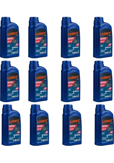 Lubex Rapidus 15W-50 1 L 4 Zamanlı Motosiklet Yağı (12 Adet)
