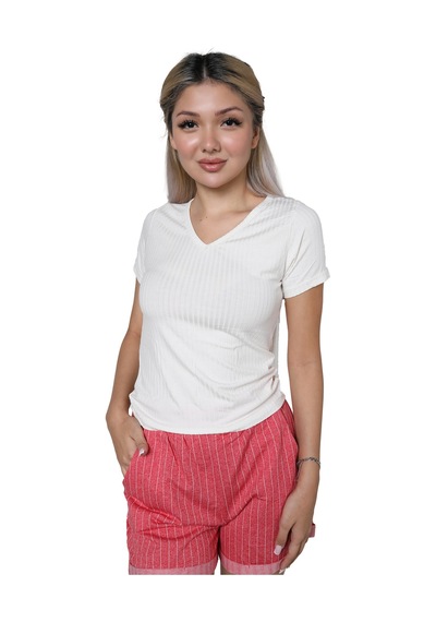 Akbeniz Kadın Kısa Kol Penye Şortlu Pijama Takım 3627 Ekru
