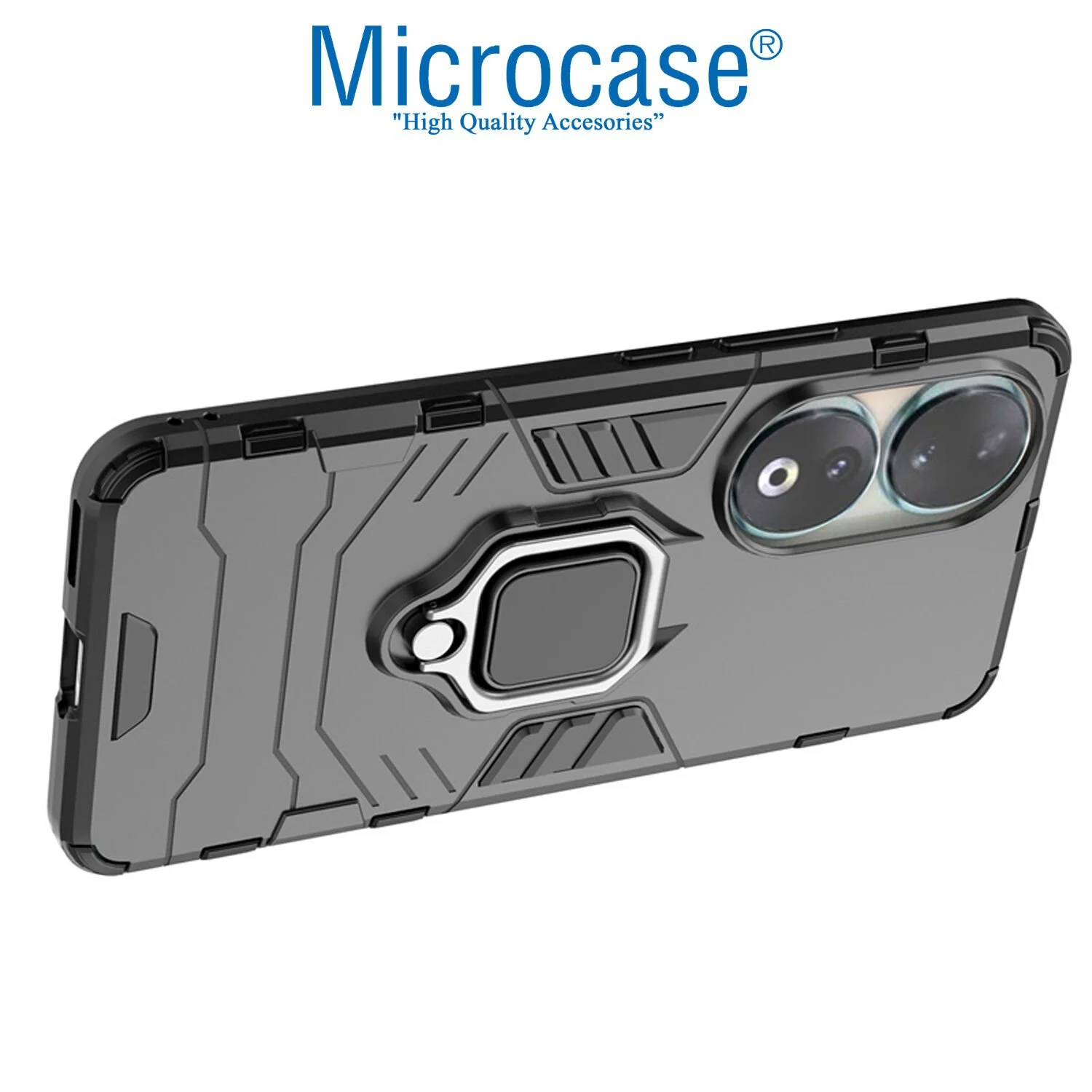 Microcase Honor 90 Batman Serisi Yüzük Standlı Armor Kılıf - Siyah Al3349