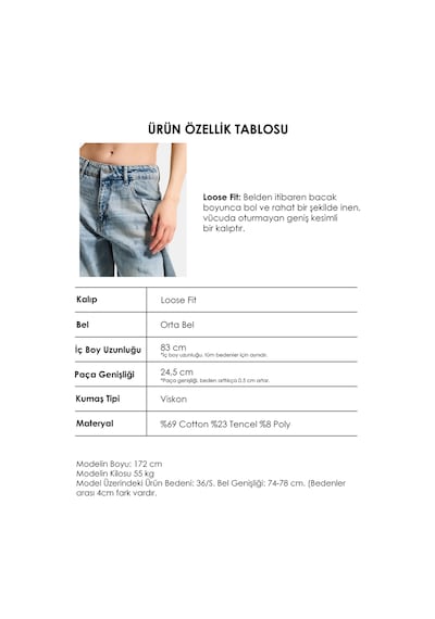 Itsbasic Kadın T.kot Rengi 12s6-65 Loose Fit Bol Kesim Özel Tasarım Denim Jean Itsbasic Kadın T.kot Rengi 12s6-65 Loose Fit Bol Kesim Özel Tasarım Denim Jean
