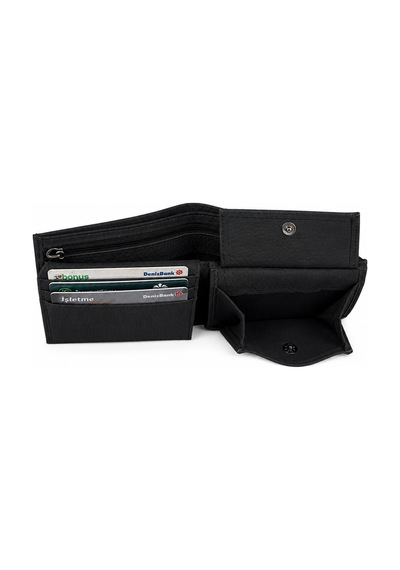 Alphaclub Bag Erkek Mat Siyah Hakiki Deri Çok Bölmeli Cüzdan Ve Kartlık