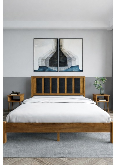 Renazzo Ori On Siyah Puf Başlıklı Masif Ahşap Karyola Ceviz 100x200 Ceviz - 100 X 200 Renazzo Ori On Siyah Puf Başlıklı Masif Ahşap Karyola Ceviz 100x200 Ceviz - 100 X 200