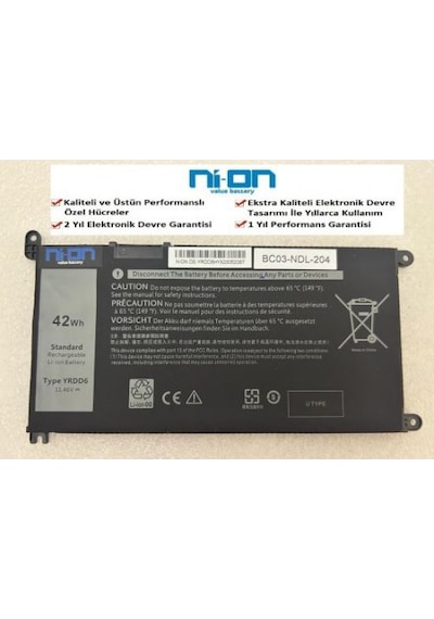 Nion Dell İnspiron 3793 Uyumlu Notebook Batarya - Pil