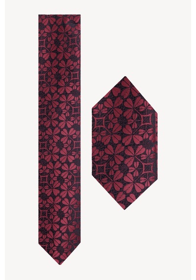 Erkek Bordo Kravat Mendil Set 54459784