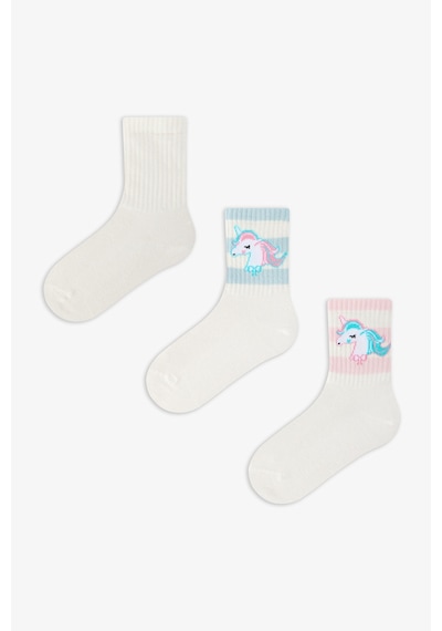Penti Kız Çocuk Unicorn Lines 3'lü Tenis Soket Çorap