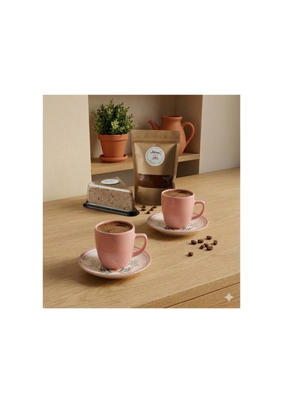 6 Kişilik Türk Kahvesi Fincanı Takımı,12 Parça,90 Ml Seramik Set,mikrodalga/bulaşık Makinesine Uygun Pembe