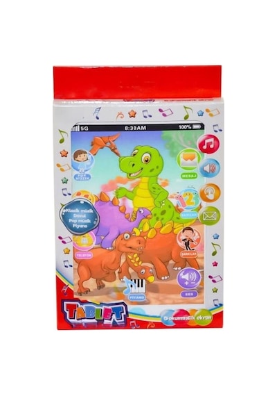 Dinozor Temalı Eğitici Sesli Dil Ve Motor Becerisi Geliştirici İnteraktif Oyuncak Tablet