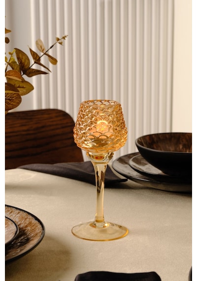 Karaca  Pinecone Ayaklı Mumluk Amber 8x8x19 cm