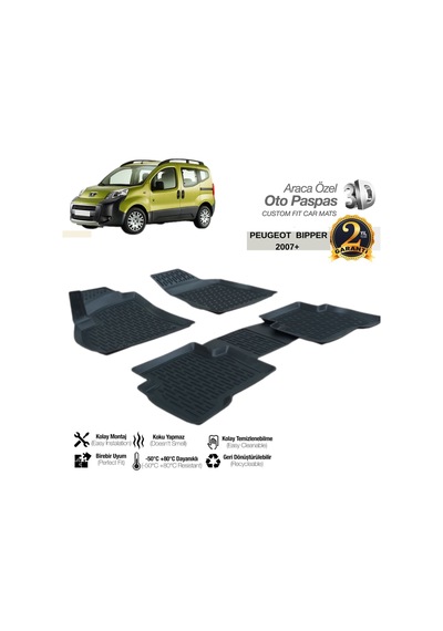 3d Paspas Siyah Peugeot Bıpper 2007+