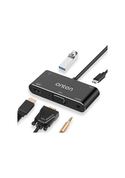 Onten Usb C To Hdmı Vga Hub Adaptör, 5-In-1 4K Type C To Hdmı+Vga