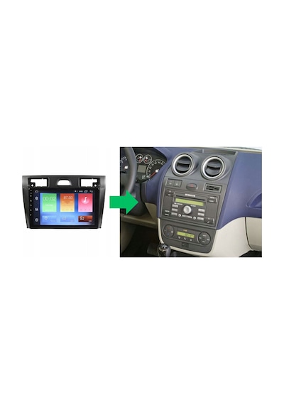 Ford Fiesta Araç Multimedya Android Ekran Carplay Navigasyon Double Teyp 2+32 9" 06-08 Black Cadence