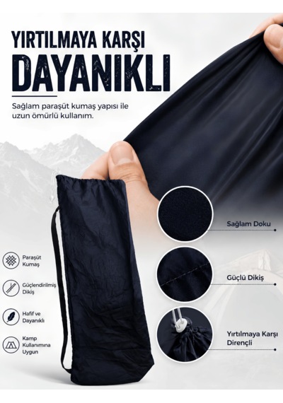 Beylini Lastikli Kamp Sandalyesi Kılıfı Omuz Askılı Piknik Plaj Piknik Katlanır Sandalye Taşıma Çantası Paraşüt Kumaş 40 X 105 Cm Lacivert