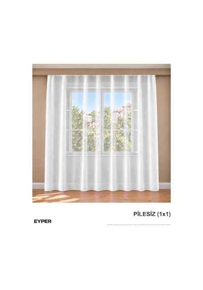 Simli Bambu Tül Perde, Ekru, 100 Cm Genişlik X 240 Cm Uzunluk, Seyrek Pile 1x2 , Kornise Hazır Diğer