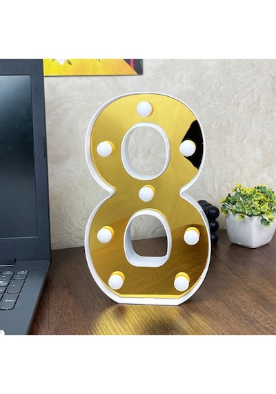 Dekoratif Led Işıklı 3D 8 Rakamı Büyük Boy Organizasyon Doğum Günü Kutlama