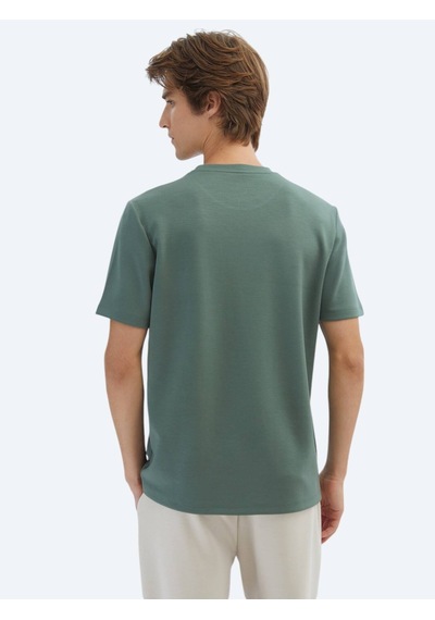 Kip Açık Yeşil Düz Bisiklet Yaka T-shirt Açik Yeşil