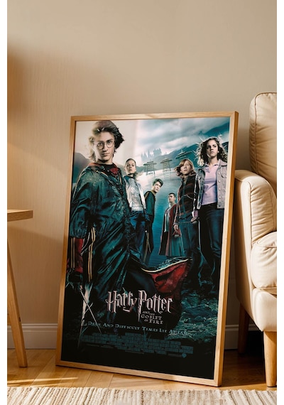 Harry Potter Ateş Kadehi Çerçeveli Tablo - Lüks Goblet Of Fire Sinematik Film Posteri Duvar Dekoru Kayın