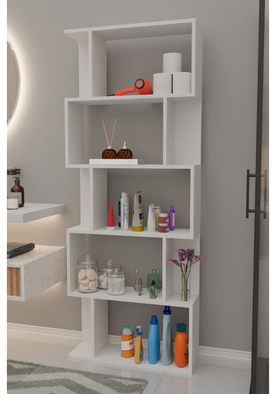 Scala 5 Raflı Banyo Dolabı Banyo Rafı Çok Amaçlı Dolap-beyaz Beyaz