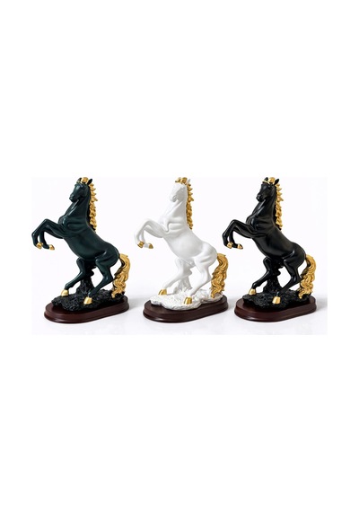 1 Adet Şahlanmış At Figürü Polyester Gövde Ahşap Tabanlı, 35 X 25 Cm Ölçü, Horse Figurine Stallion