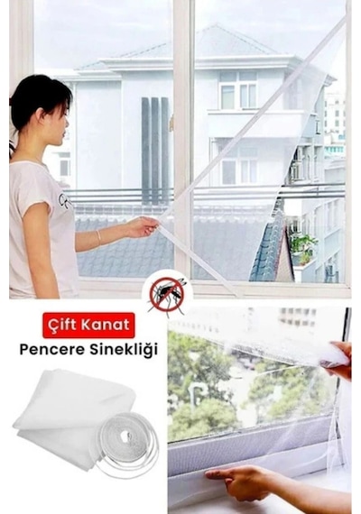 125 X 150 Cm Çift Kanat Sineklik Yapıştırma Bantlı Pencere Ve Kapıların Kapanmasını Engellemez