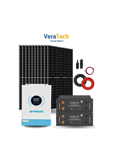 Veratech Bağ Evi Solar Paketi 5500w Güneş Paneli, 8kw İnverter, 10kw Lityum Batarya