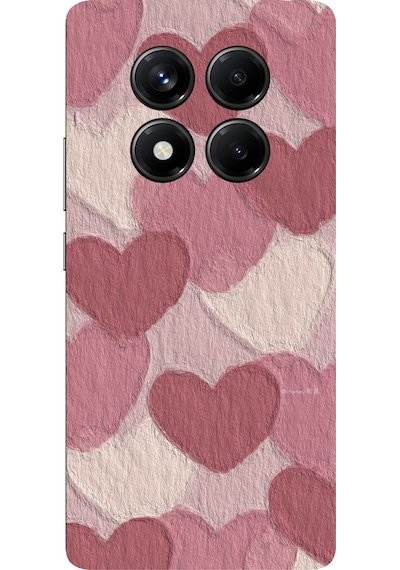 Redmi Note 14 Pro 5g Uyumlu Pastel Gül Kurusu Ve Pembe Kalpli Baskılı Silikon Kılıf Renkli
