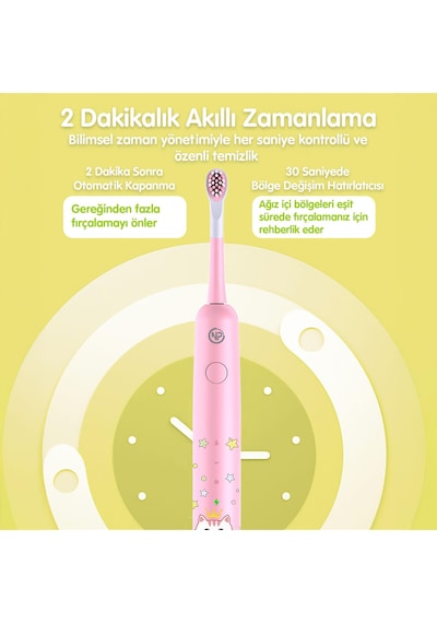 Npo Nicefeel X500 39600vps Şarjlı Sonic Çocuk Diş Fırçası-pembe