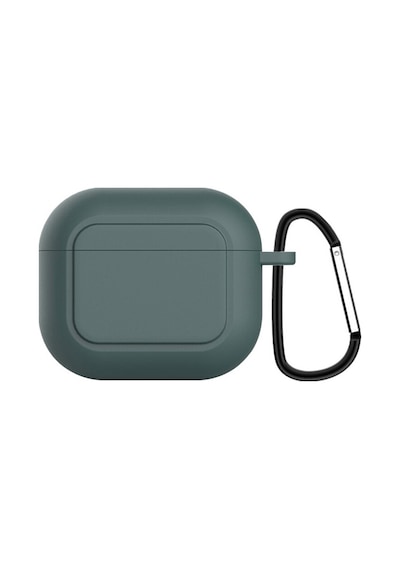 Ally Apple Uyumlu AirPods 3 için Kancalı Ultra İnce Silikon Kulaklık Kılıfı Yeşil