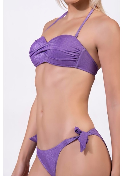 Endeep Kadın Çapraz Detaylı Kaplı Simli Bikini Takımı Mor