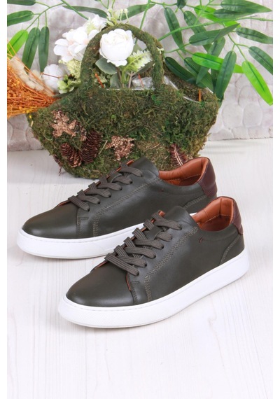 Mehmet Mete 2082 Tkn Rahat Esnek Hakiki Deri Sneaker Erkek Ayakkabı Haki