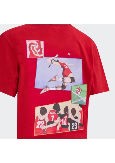 Red Adidas Erkek Günlük T-shirt Manşetlerde Yine Biz Kn2493 KIrmızı