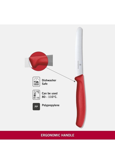 Ayrex 6.7831 Swissclassic 11cm Domates & Sosis Bıçağı, Paslanmaz Çelik Kirmizi, Classic